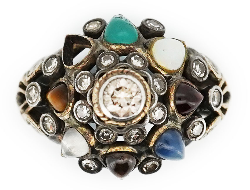 A multi-gem and diamond 'Navaratna' ring